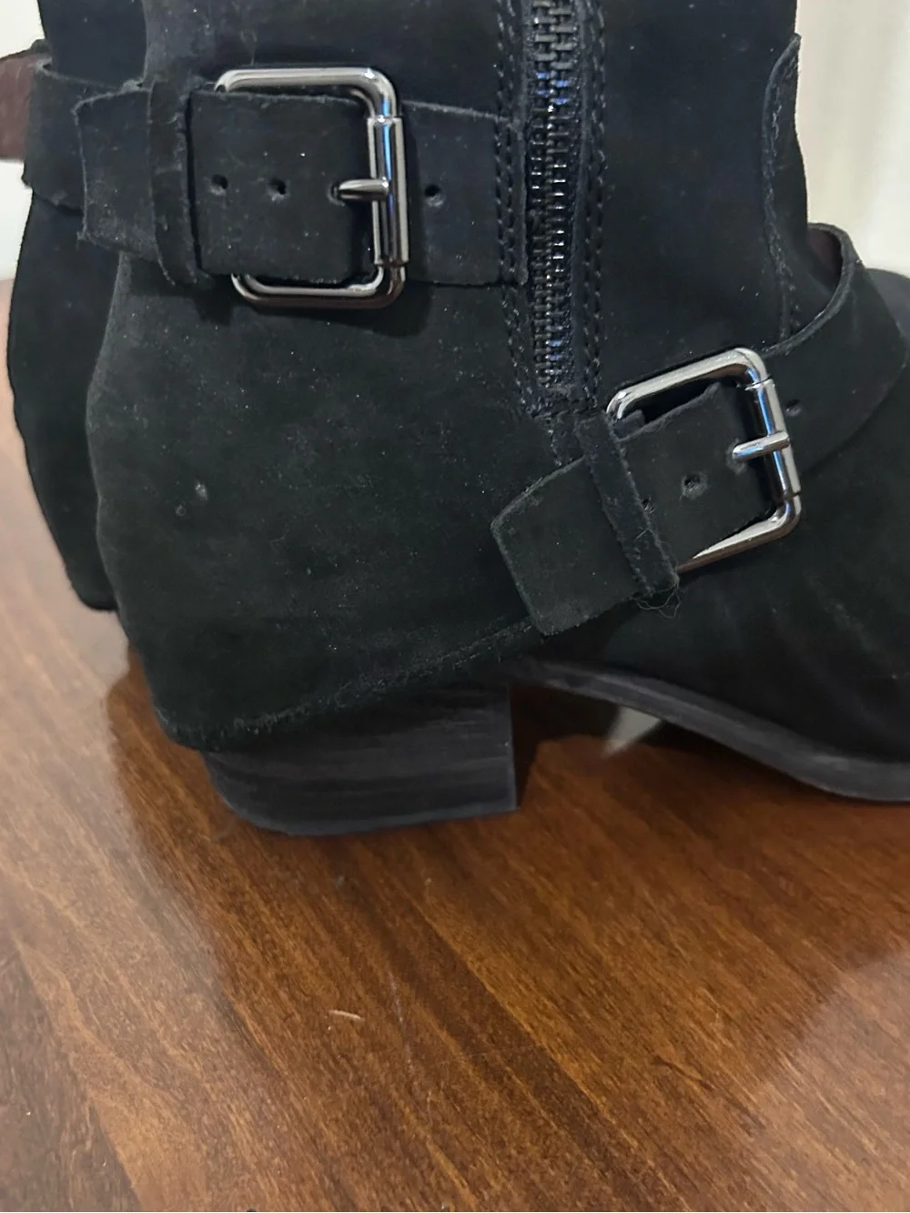 Donald J. Pliner Black Suede Over-the-Knee Boots with Buckle